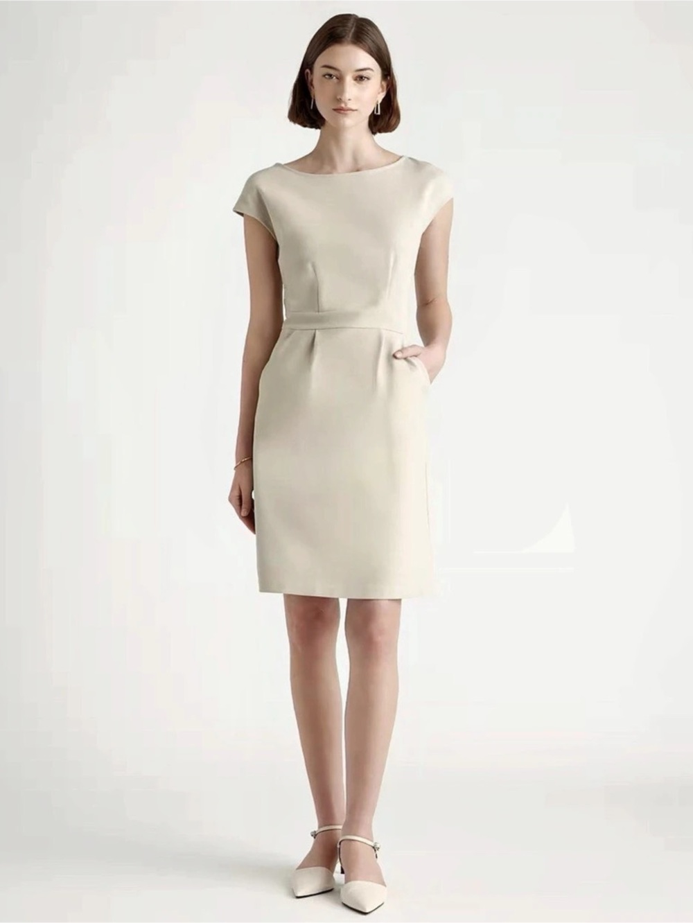 Quince Mini Dress in Cream Size Small Like New